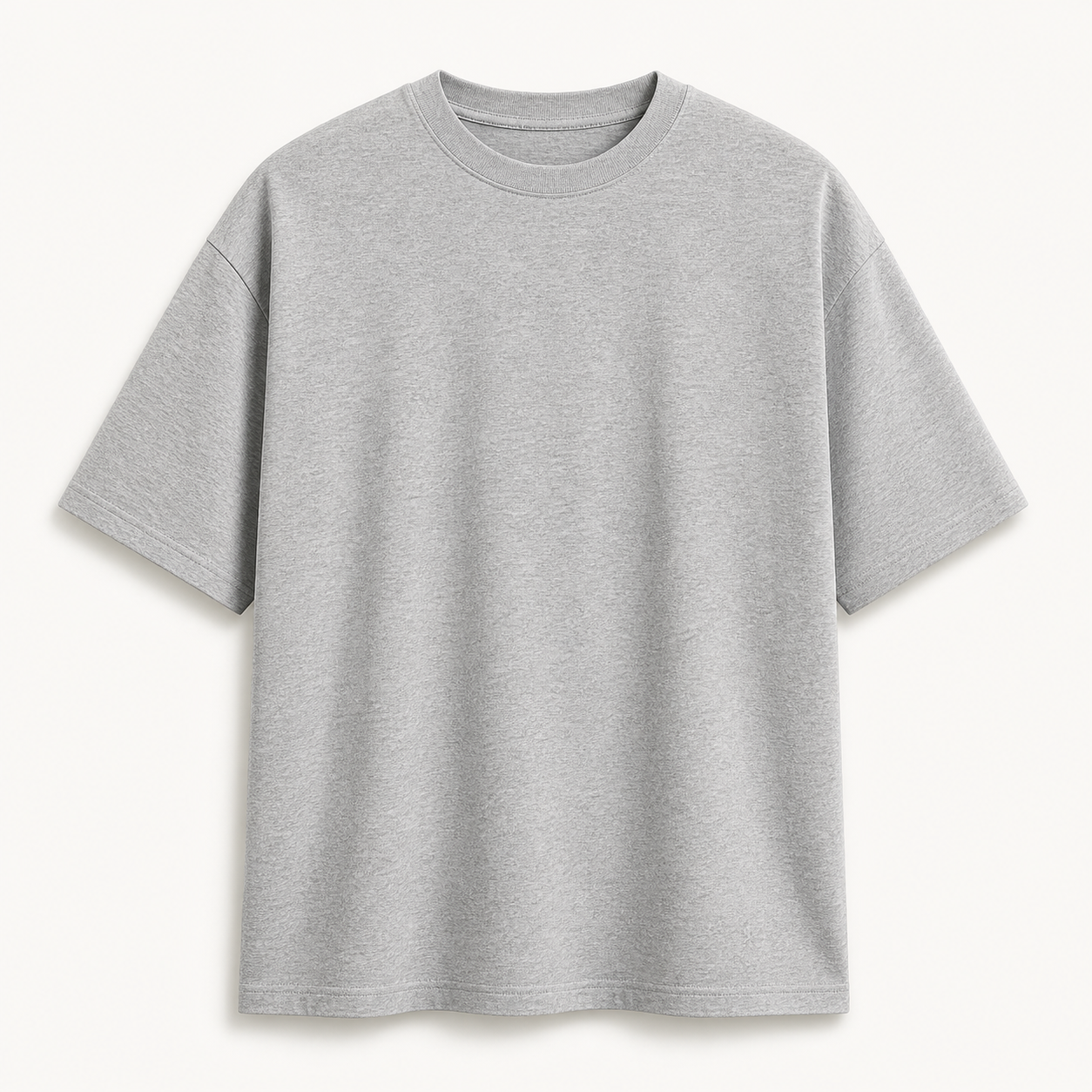 Men's heather gray oversized drop-shoulder crew-neck T-shirt