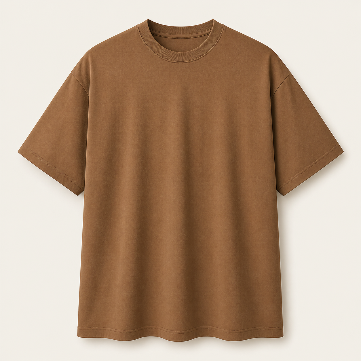 Men's brown oversized drop-shoulder crew-neck T-shirt