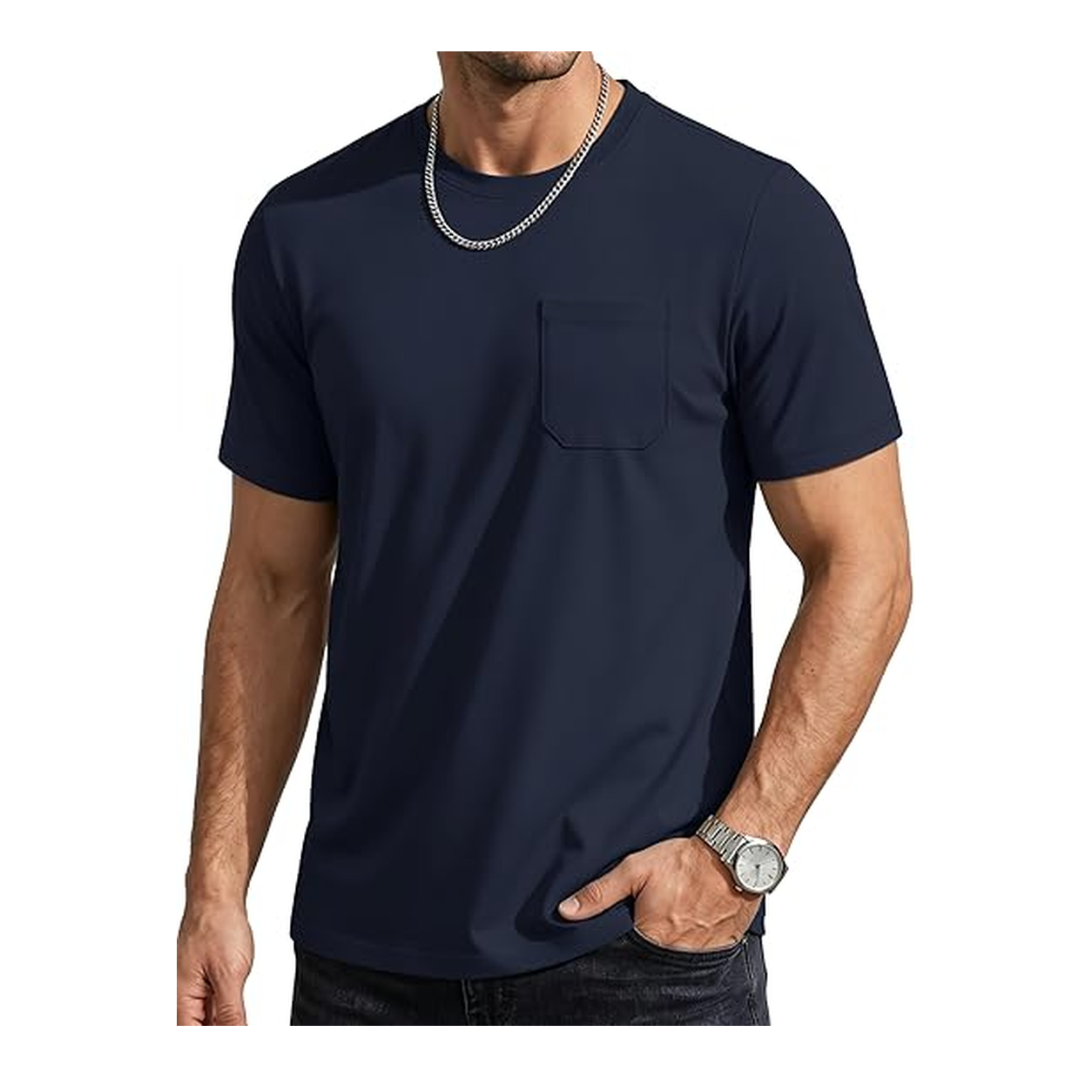 Men's navy UPF 80+ pocket T-shirt