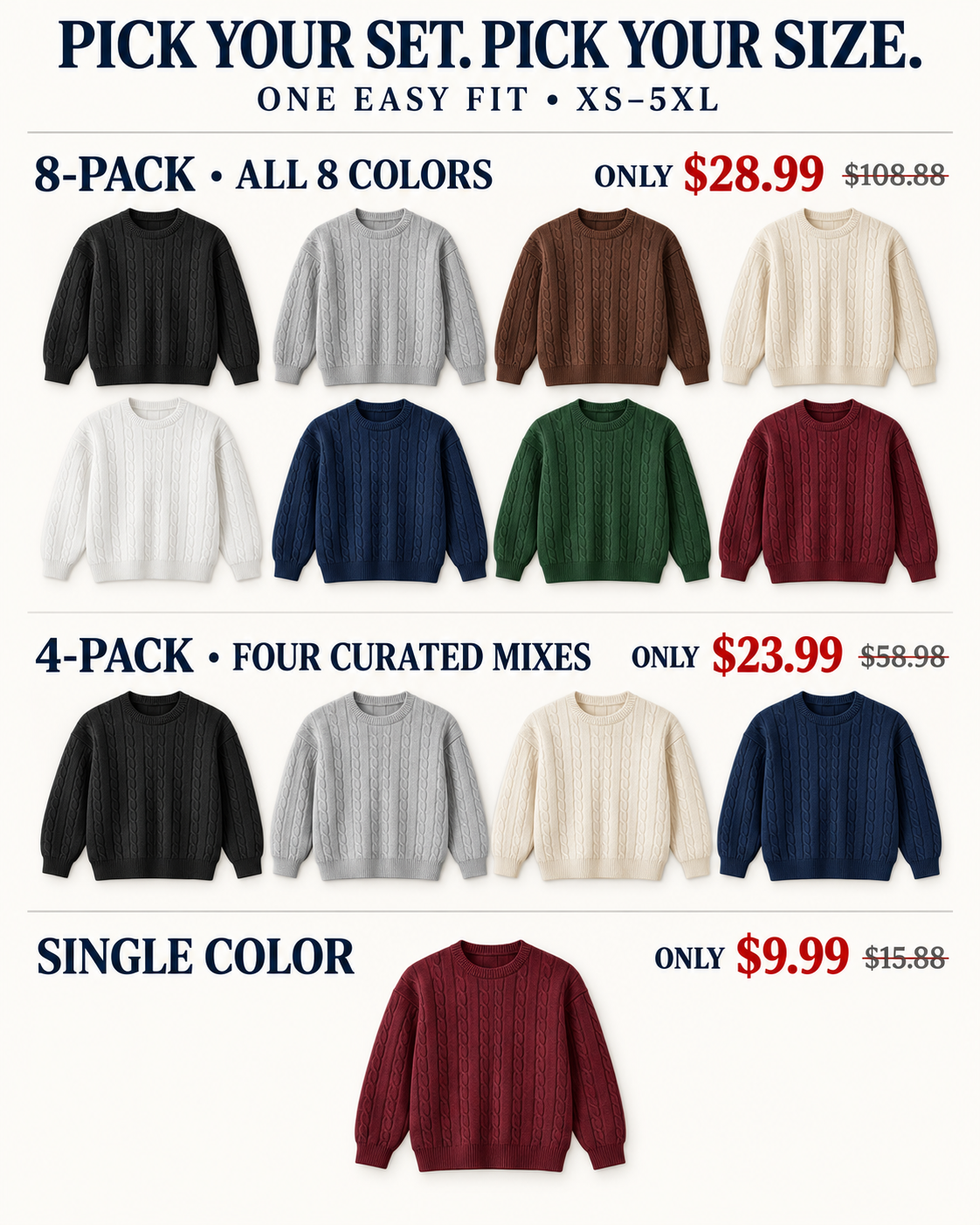 8-Pack 4-Pack and single-color purchase choices