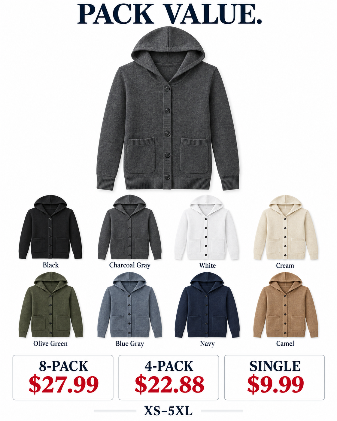 XS to 5XL garment measurement guide