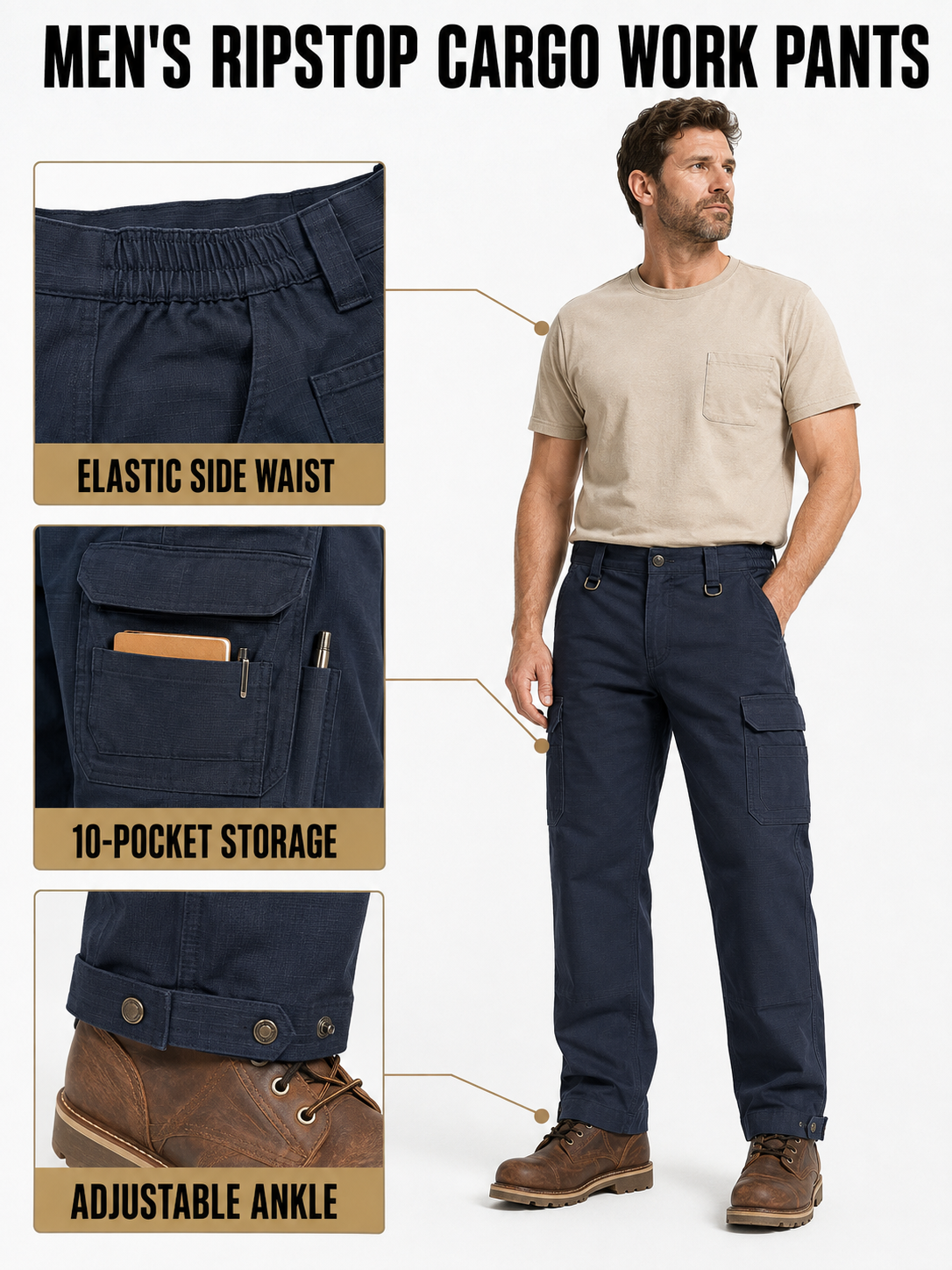 Ripstop tactical cargo work pants product overview