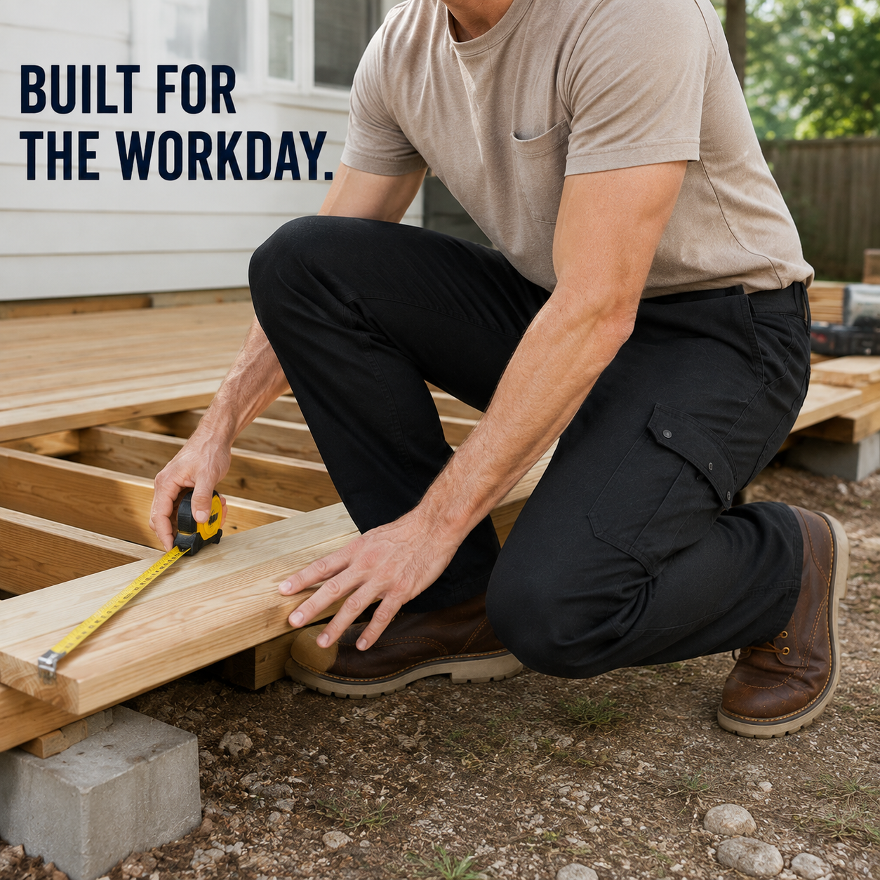 Cargo work pants for property maintenance