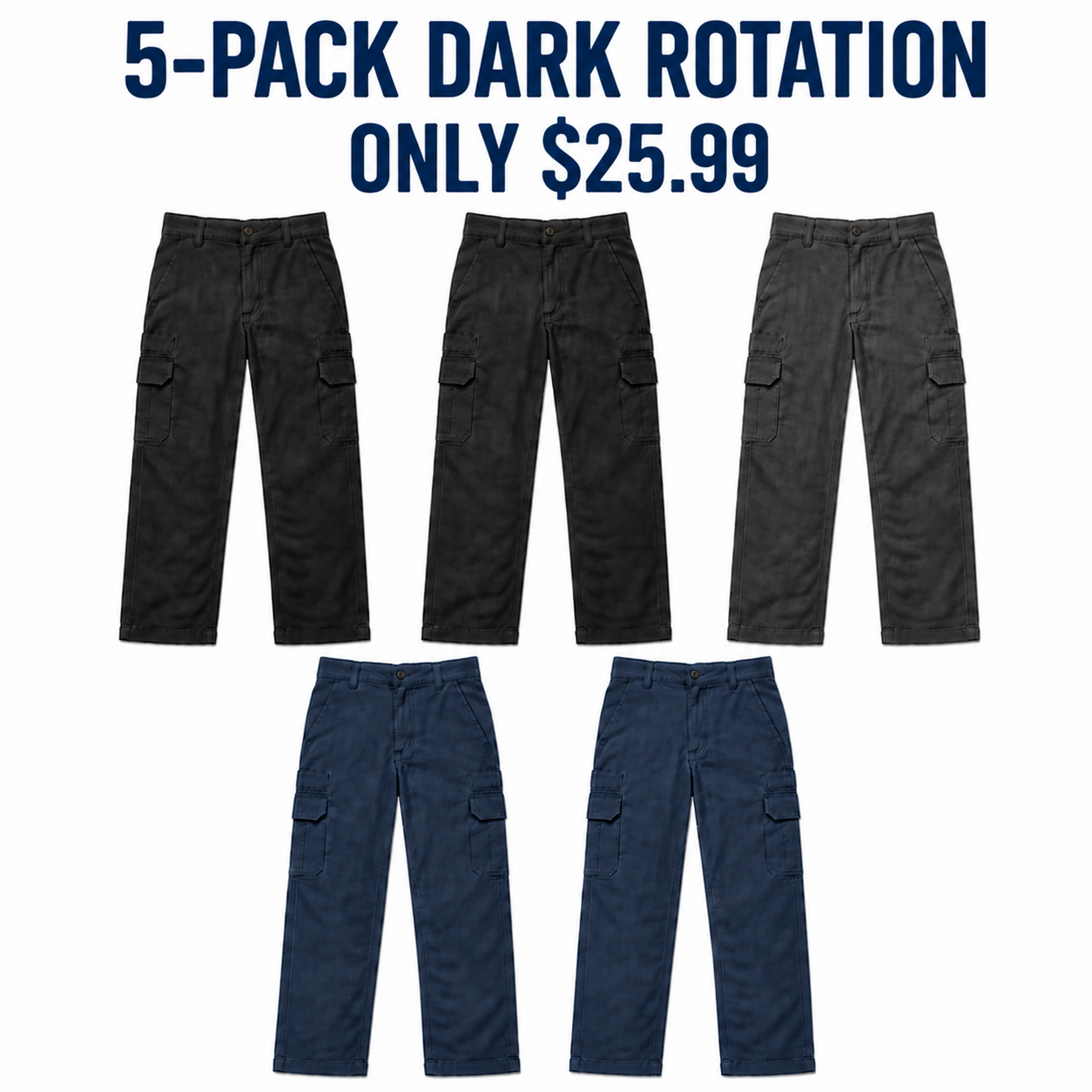 5-Pack Dark Rotation cargo work pants