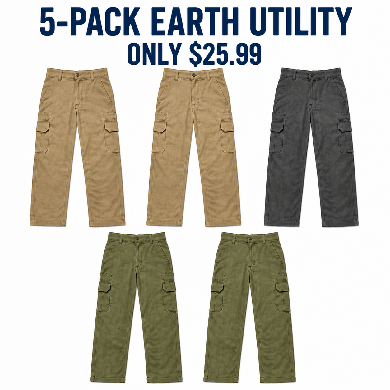 5-Pack Earth Utility cargo work pants