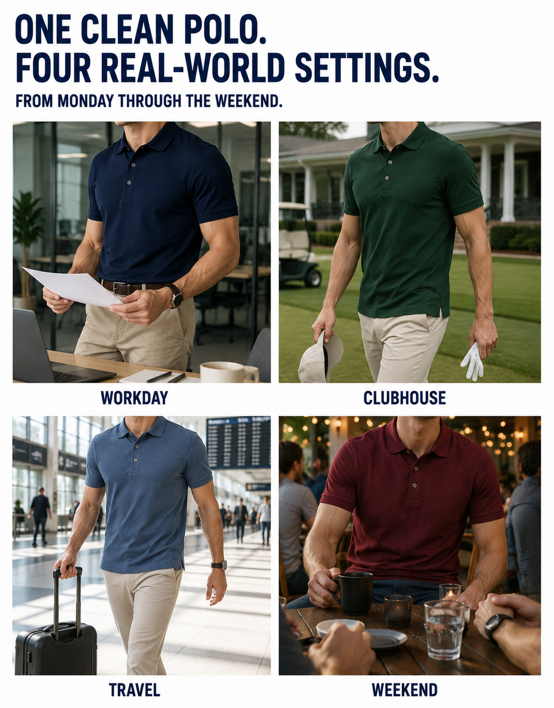 Classic polos for work clubhouse travel and weekend settings