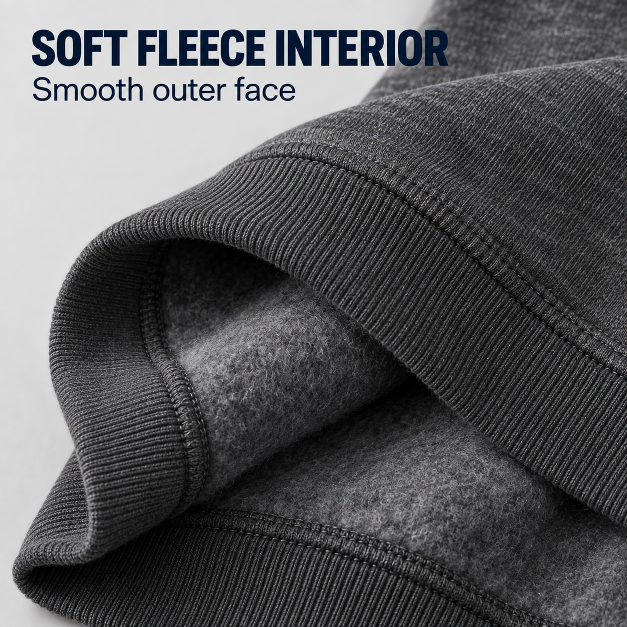 Charcoal soft fleece interior and smooth outer face detail