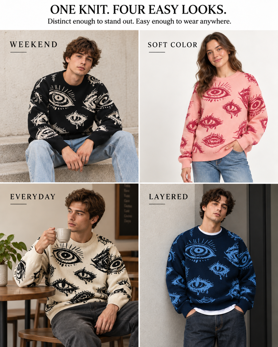 Four-square styling grid with male and female models