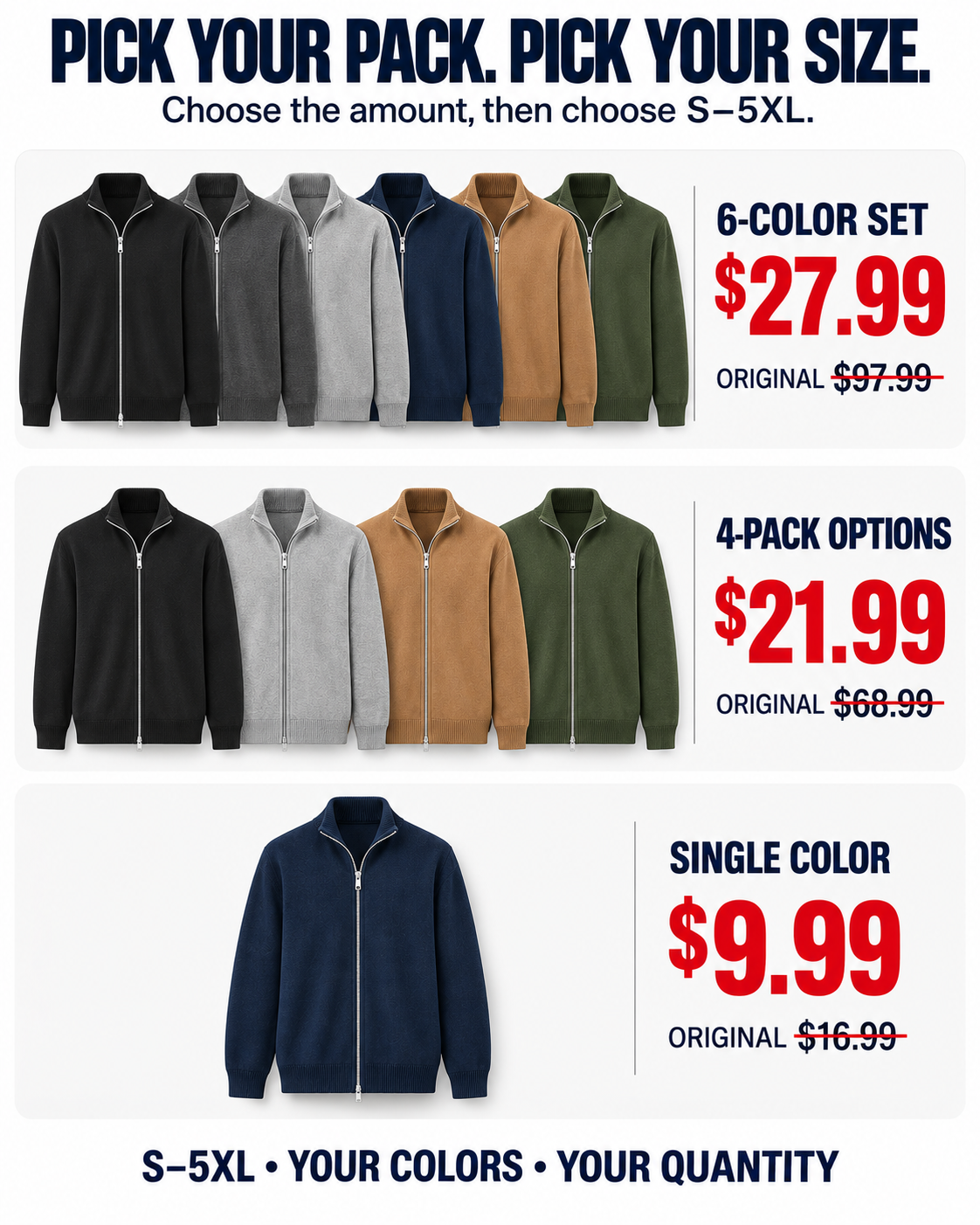 6-color set, 4-Pack options and single-color prices with struck-through originals