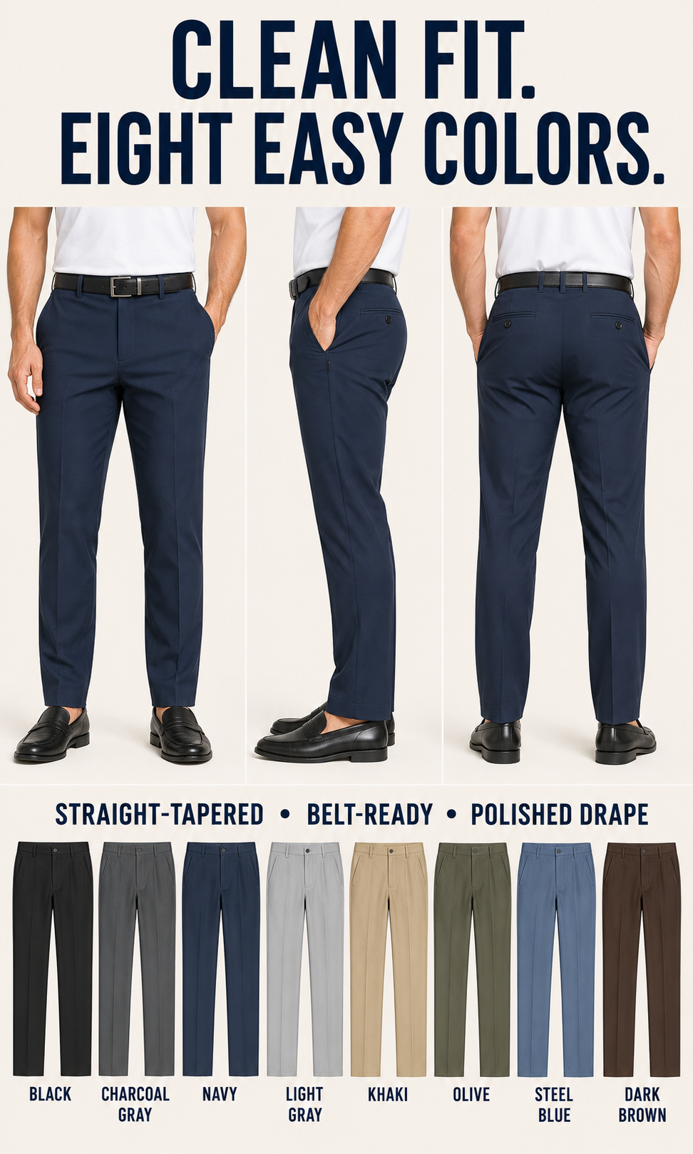 Golf pants straight-tapered fit and eight available colors