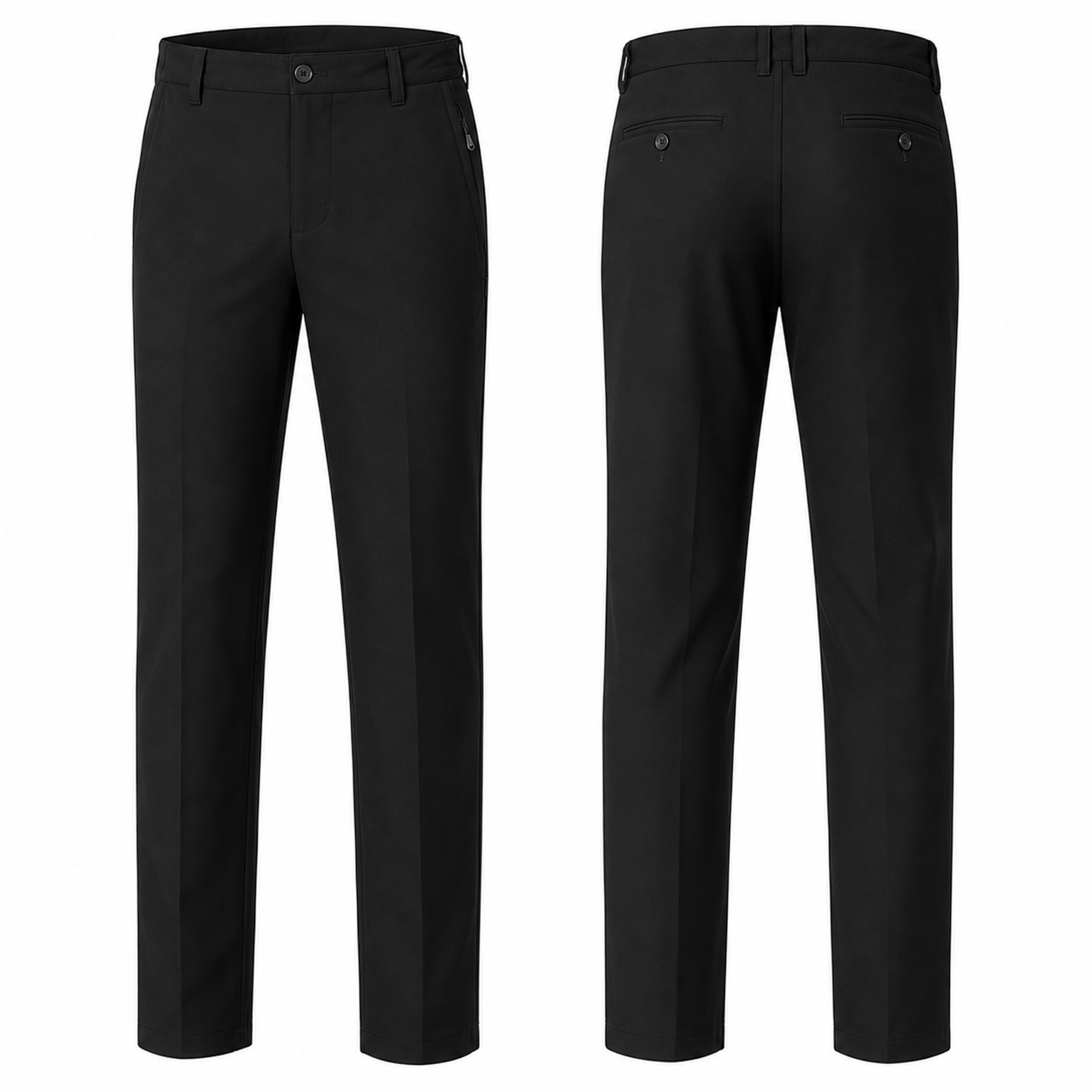 Men's cool-stretch golf pants Black front and back views