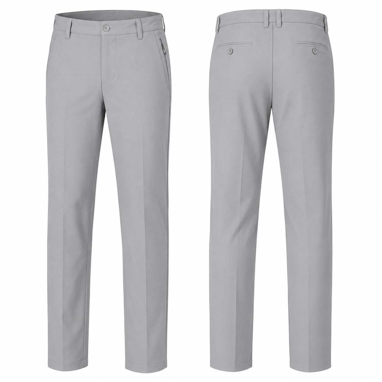 Men's cool-stretch golf pants Light Gray front and back views
