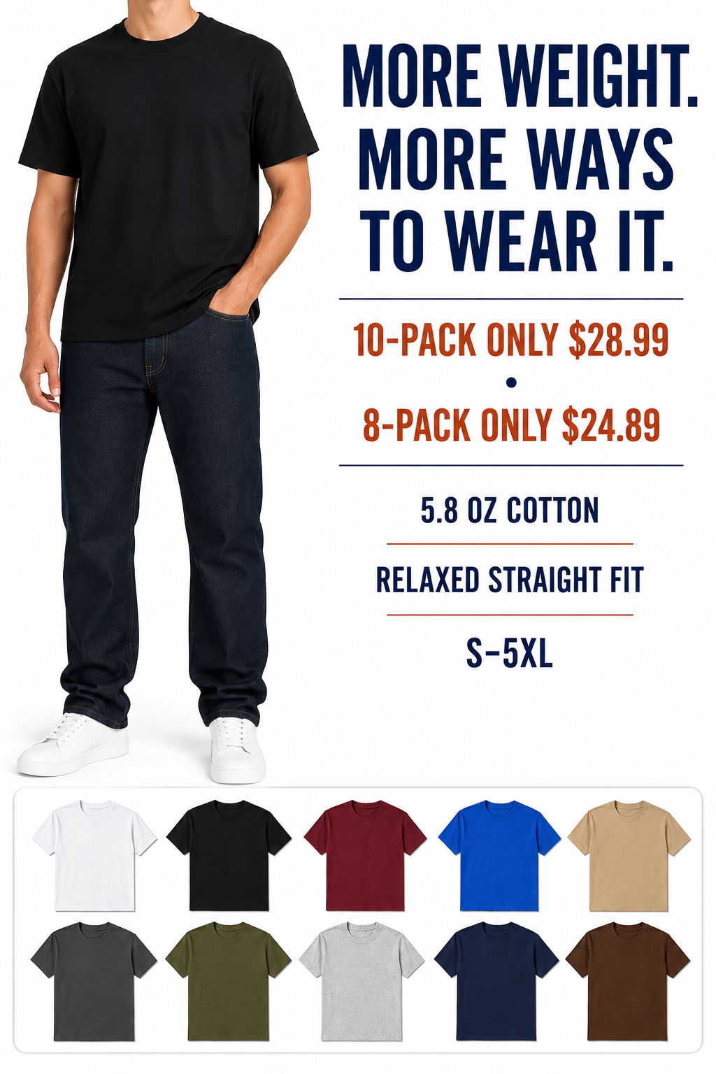 Heavyweight cotton relaxed fit and ten-color rotation