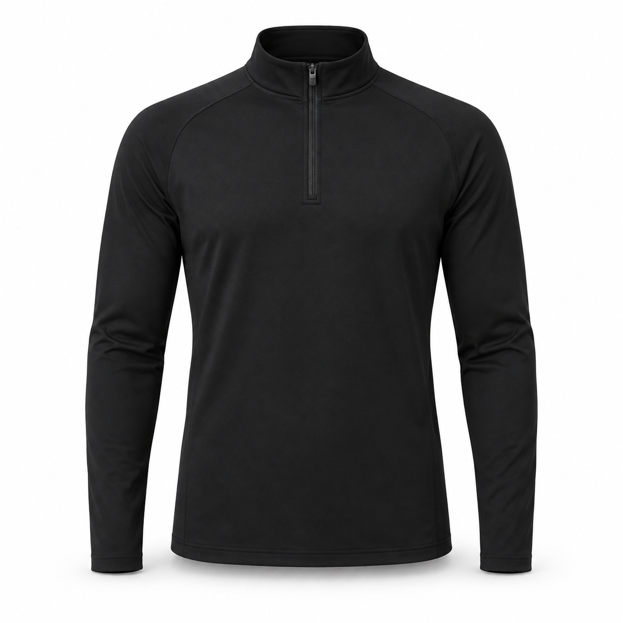 Single Black quick-dry breathable mock-neck quarter-zip top