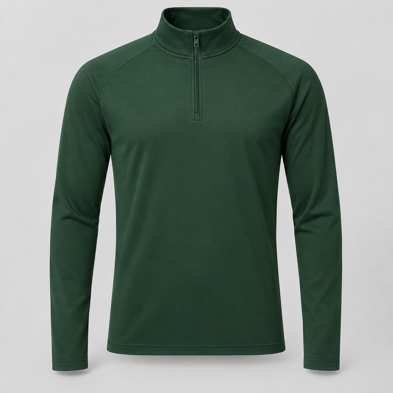 Single Deep Green quick-dry breathable mock-neck quarter-zip top