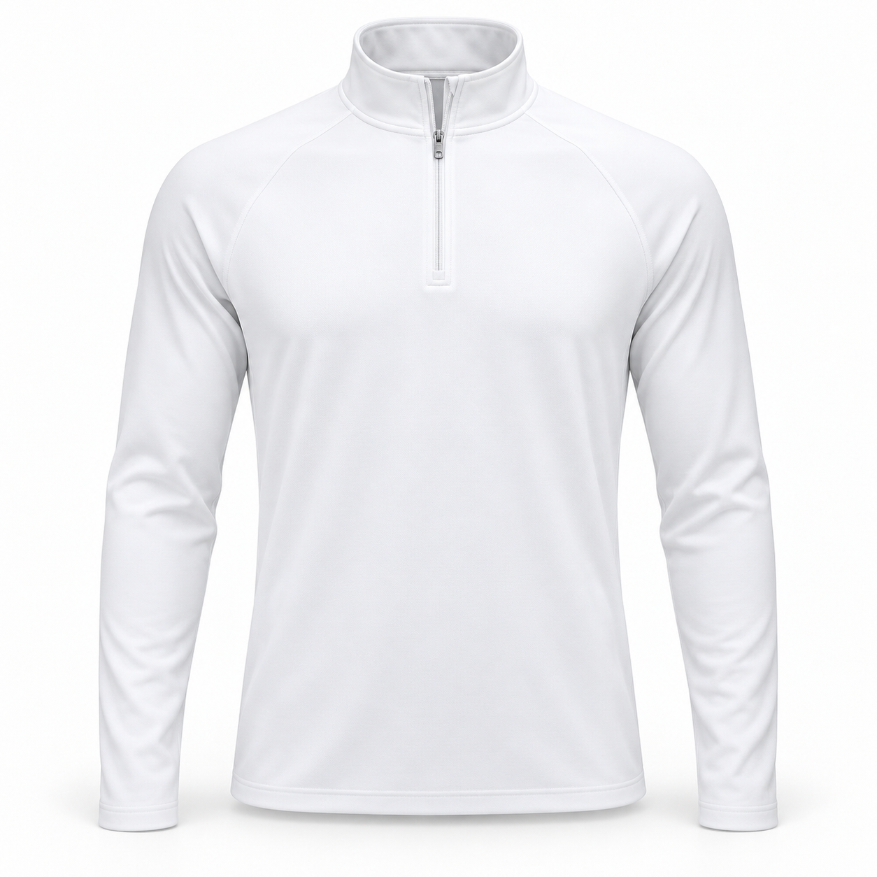 Single White quick-dry breathable mock-neck quarter-zip top