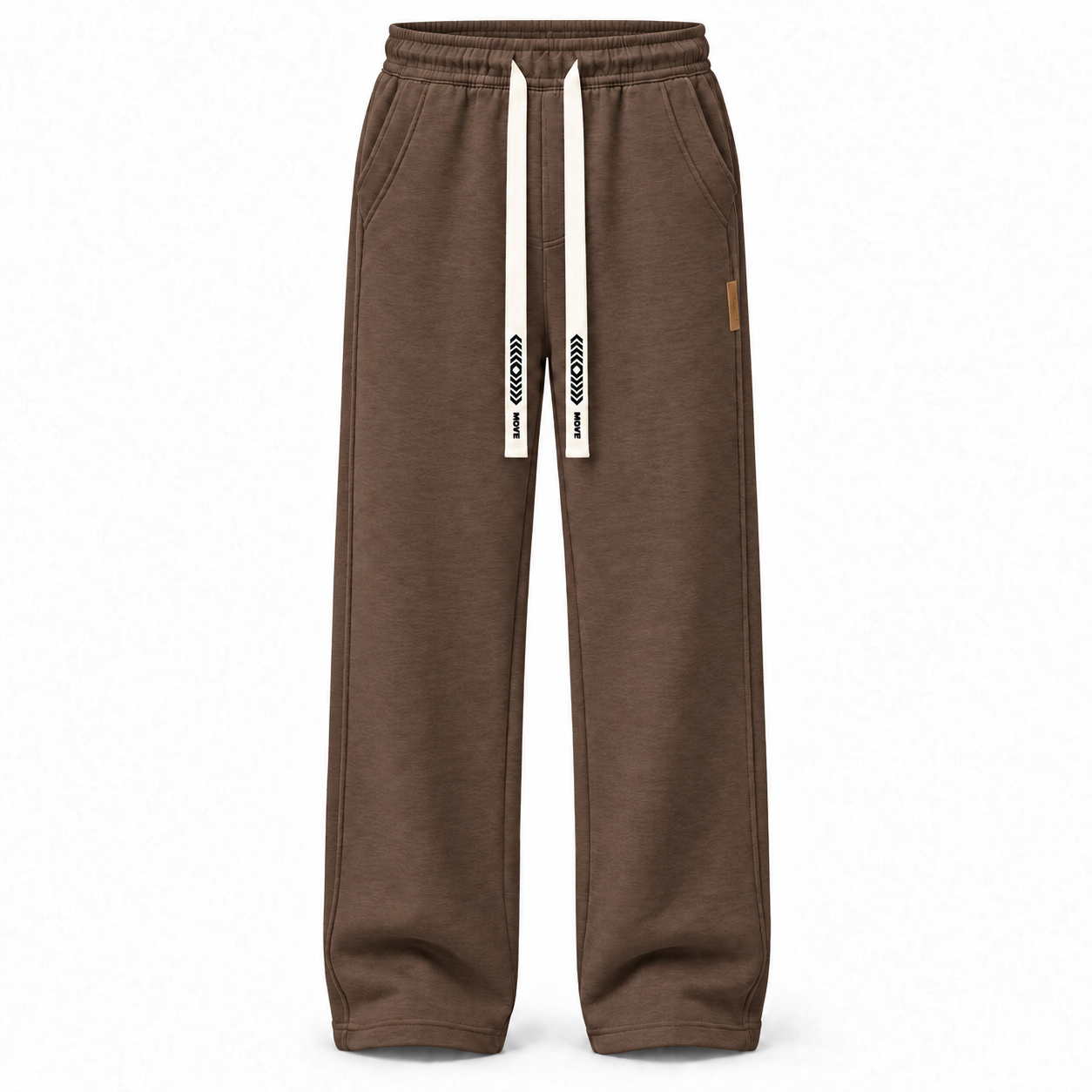 Single Chocolate Brown men's heavyweight straight-leg drawstring pants