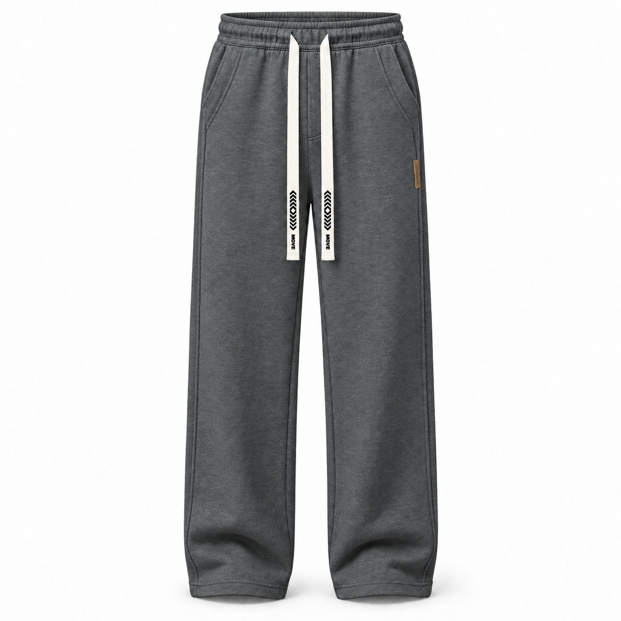 Single Dark Charcoal Grey men's heavyweight straight-leg drawstring pants