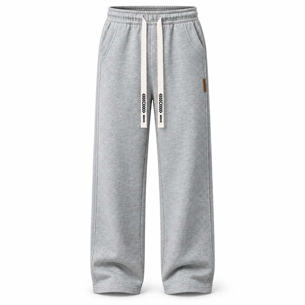 Single Heather Grey men's heavyweight straight-leg drawstring pants