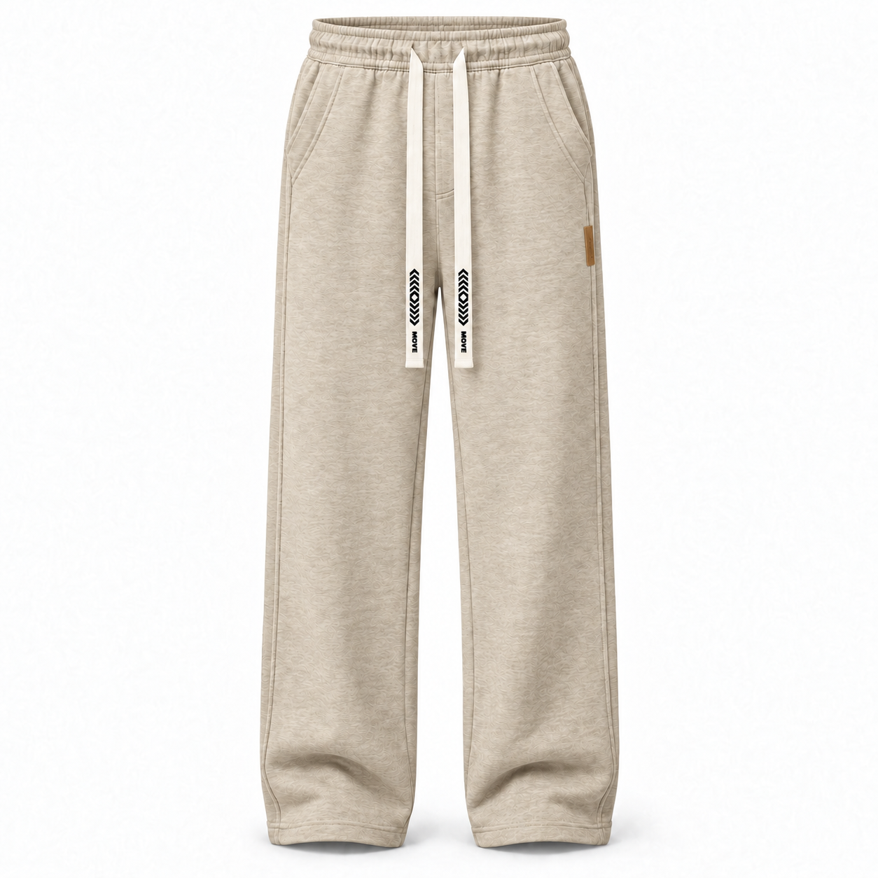Single Oatmeal men's heavyweight straight-leg drawstring pants