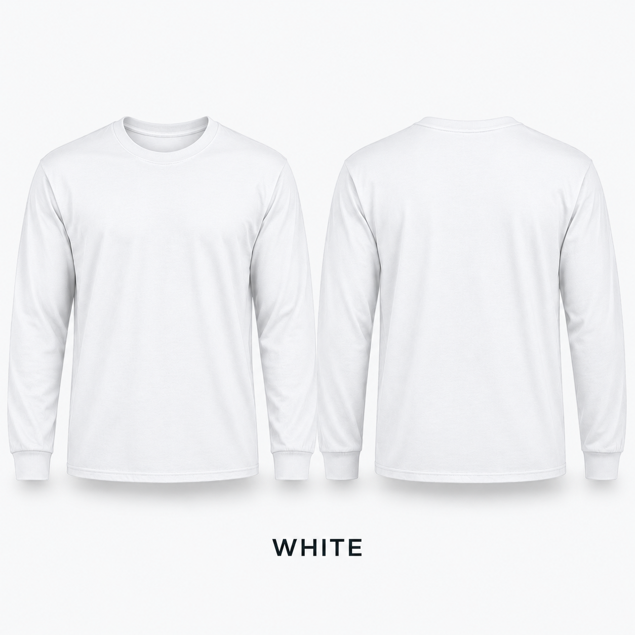 Single White men's long-sleeve crewneck T-shirt, front and back