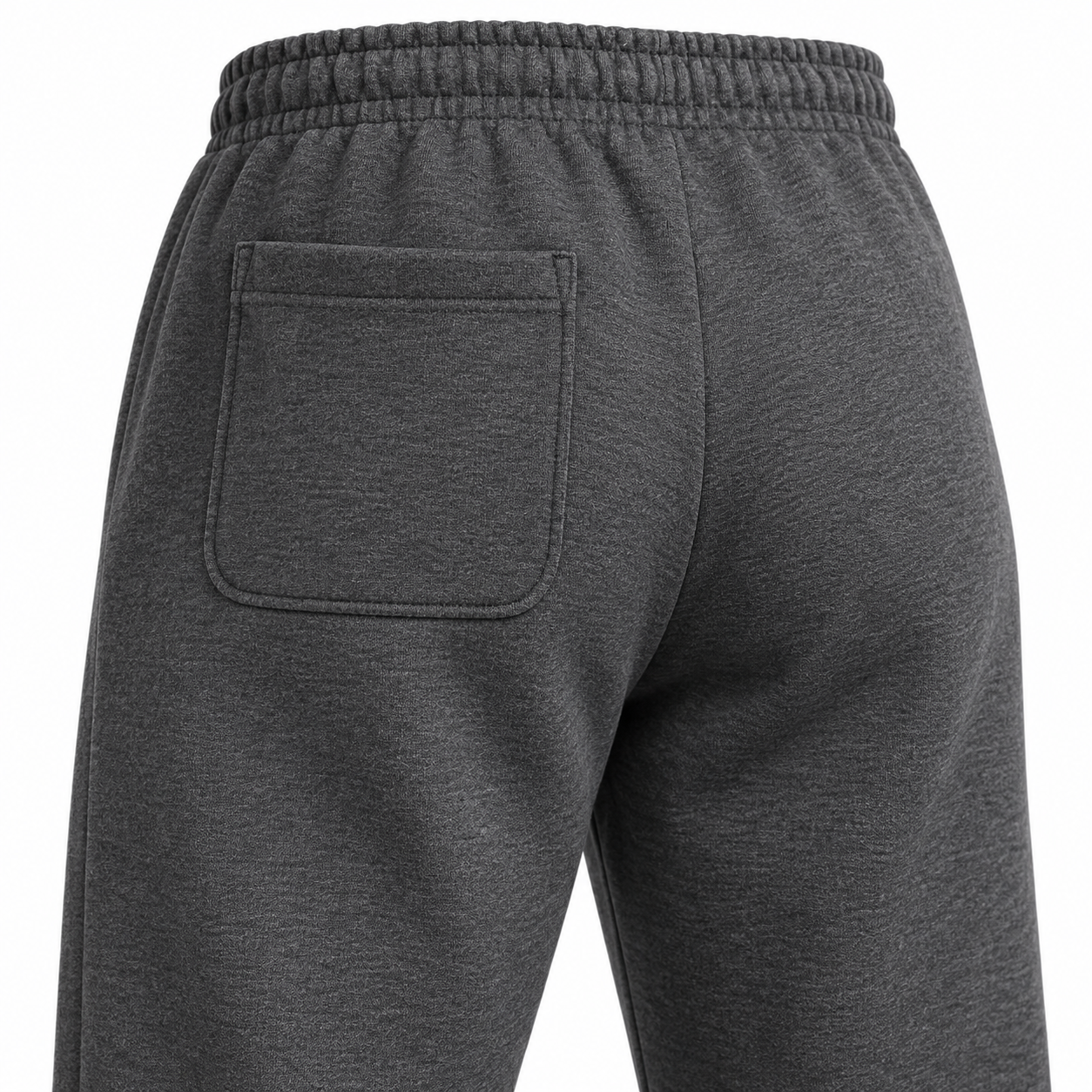 Right-rear patch pocket and straight open-hem construction details