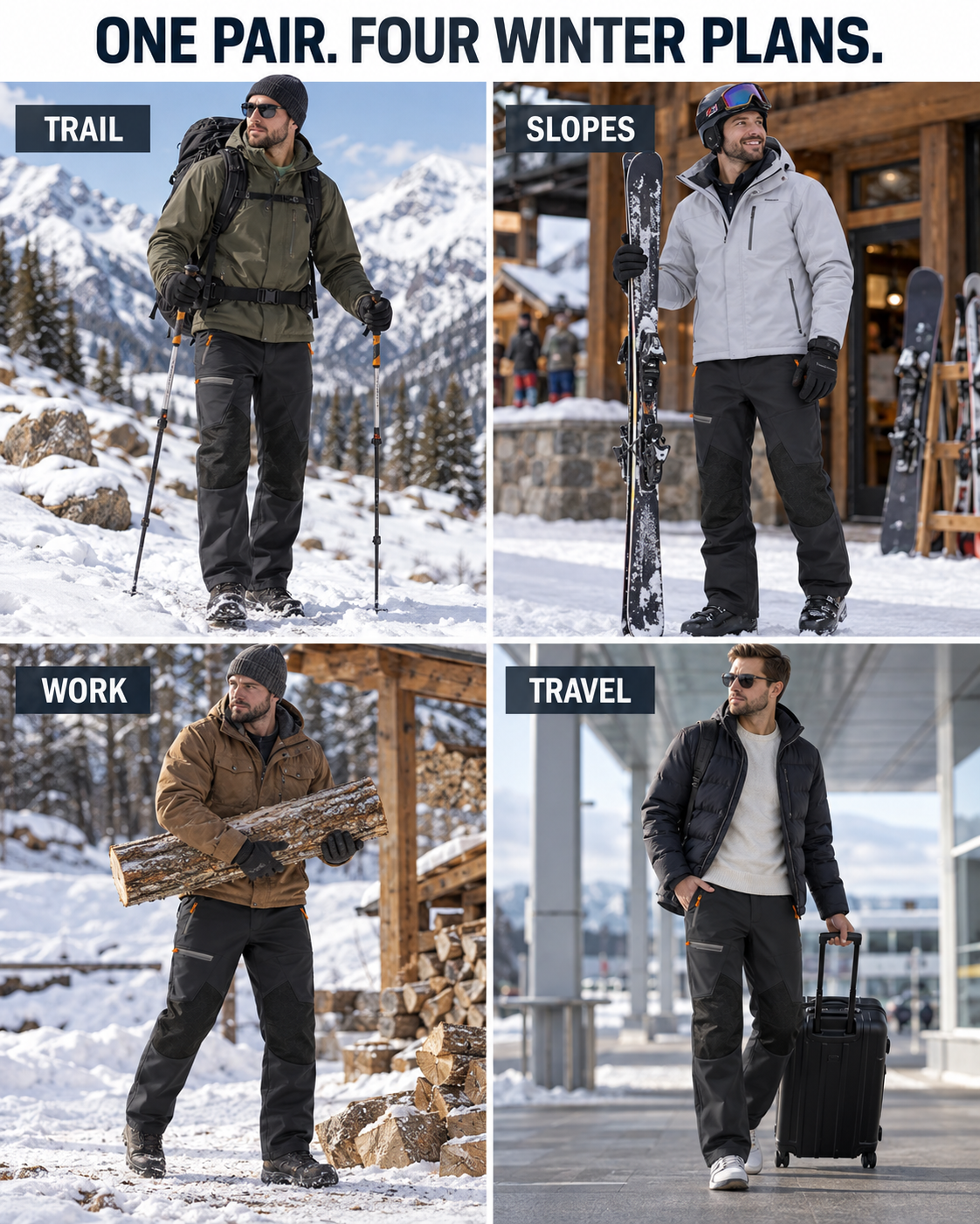 Four winter use scenes