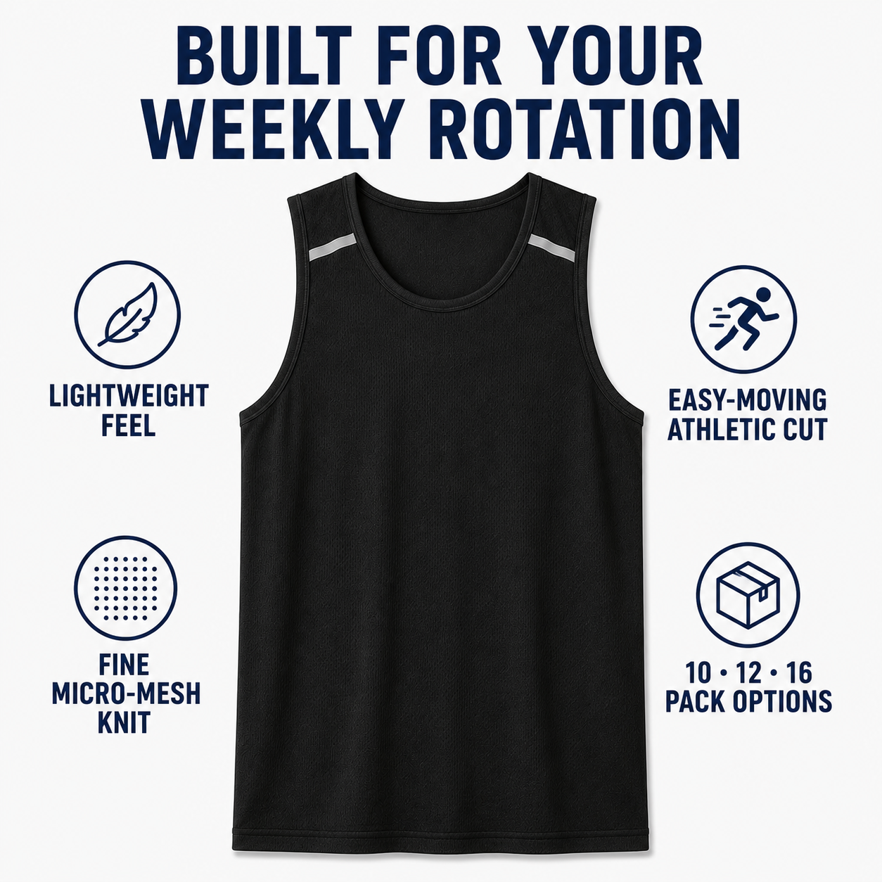 Lightweight micro-mesh knit athletic cut and multipack options