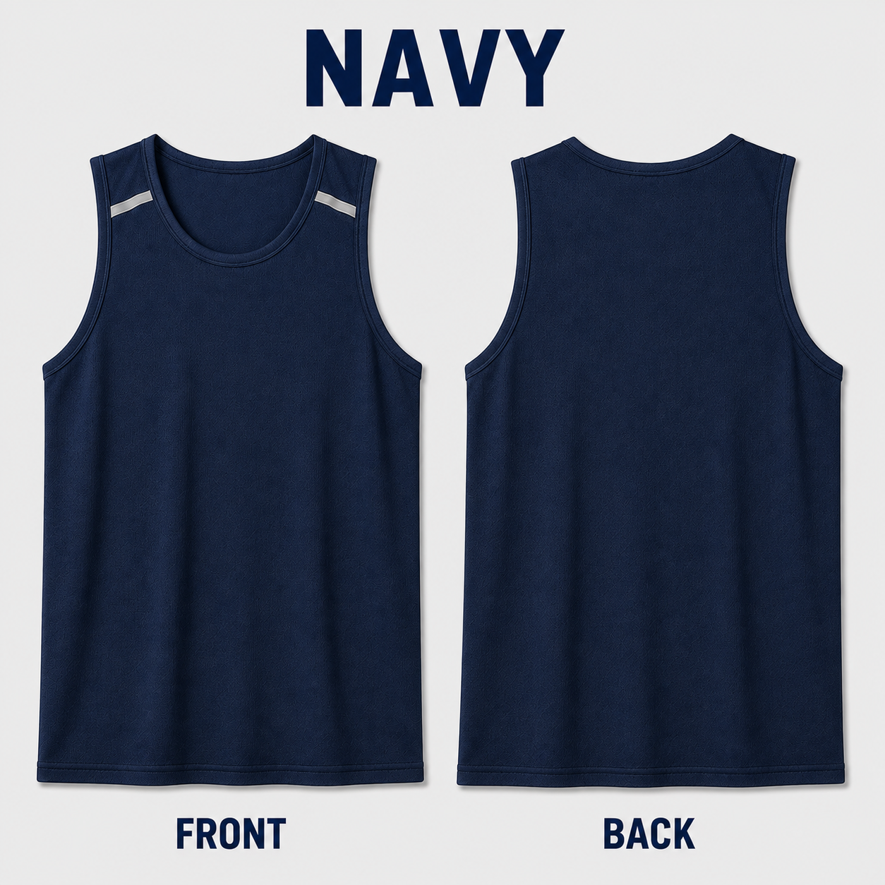 Navy micro-mesh tank top complete front and plain back