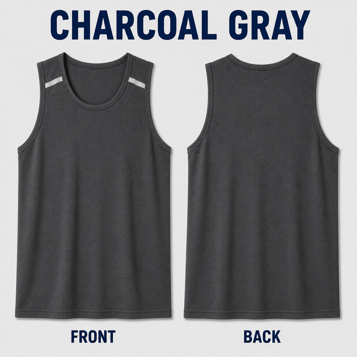 Charcoal Gray micro-mesh tank top complete front and plain back