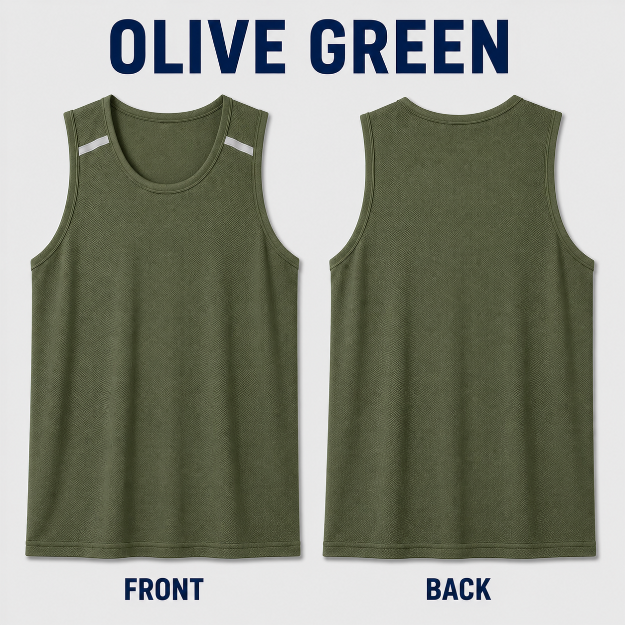 Olive Green micro-mesh tank top complete front and plain back