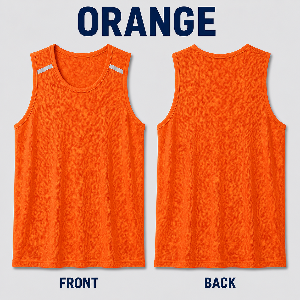 Orange micro-mesh tank top complete front and plain back