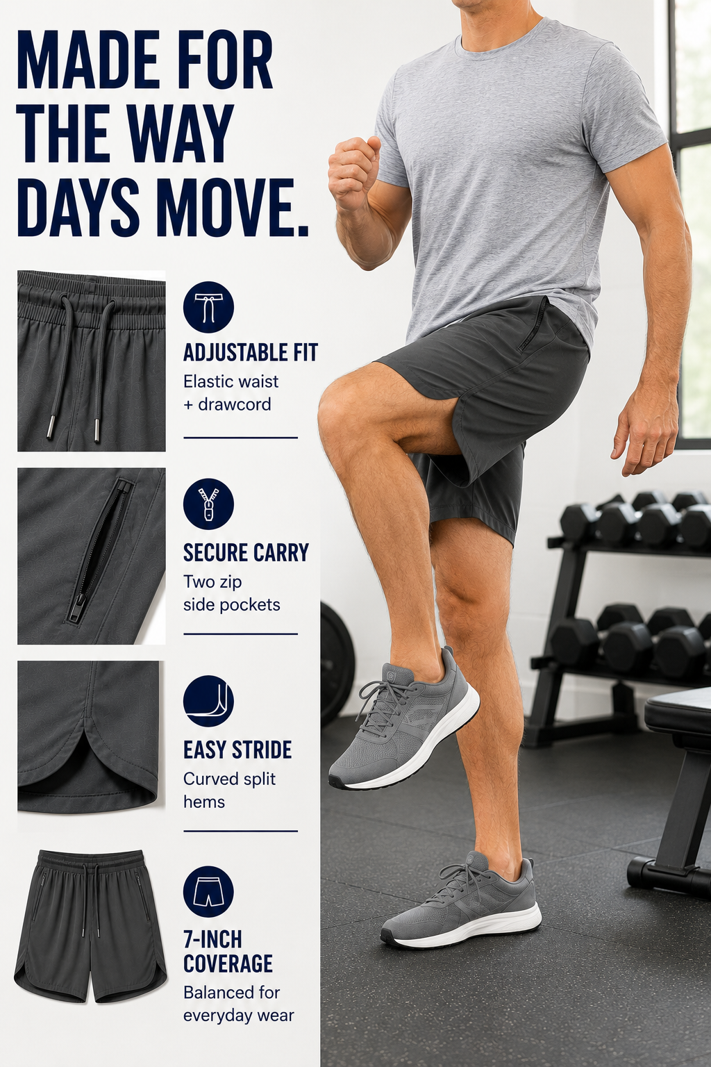 Adjustable fit secure carry easy stride and balanced 7-inch coverage