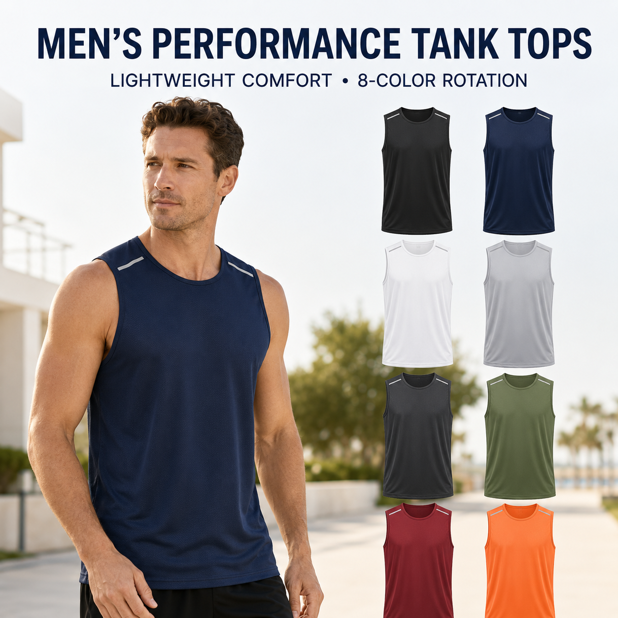 Men's performance tank tops eight-color hero