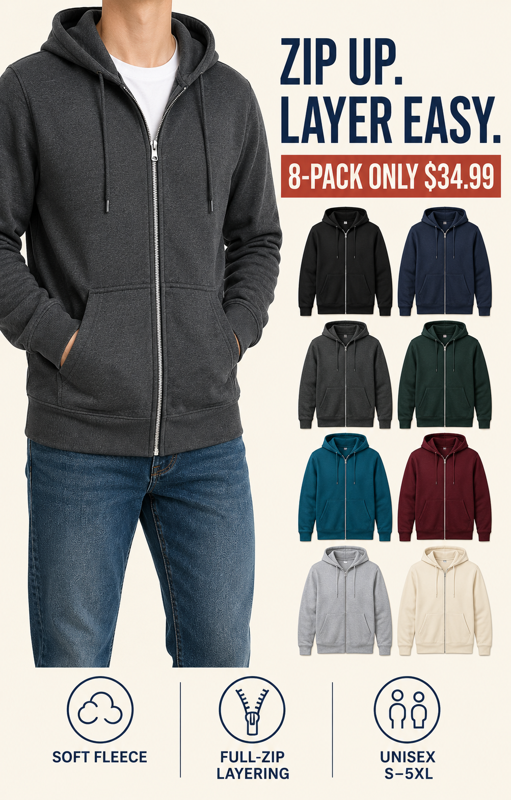 Full-zip fleece hoodie overview and value
