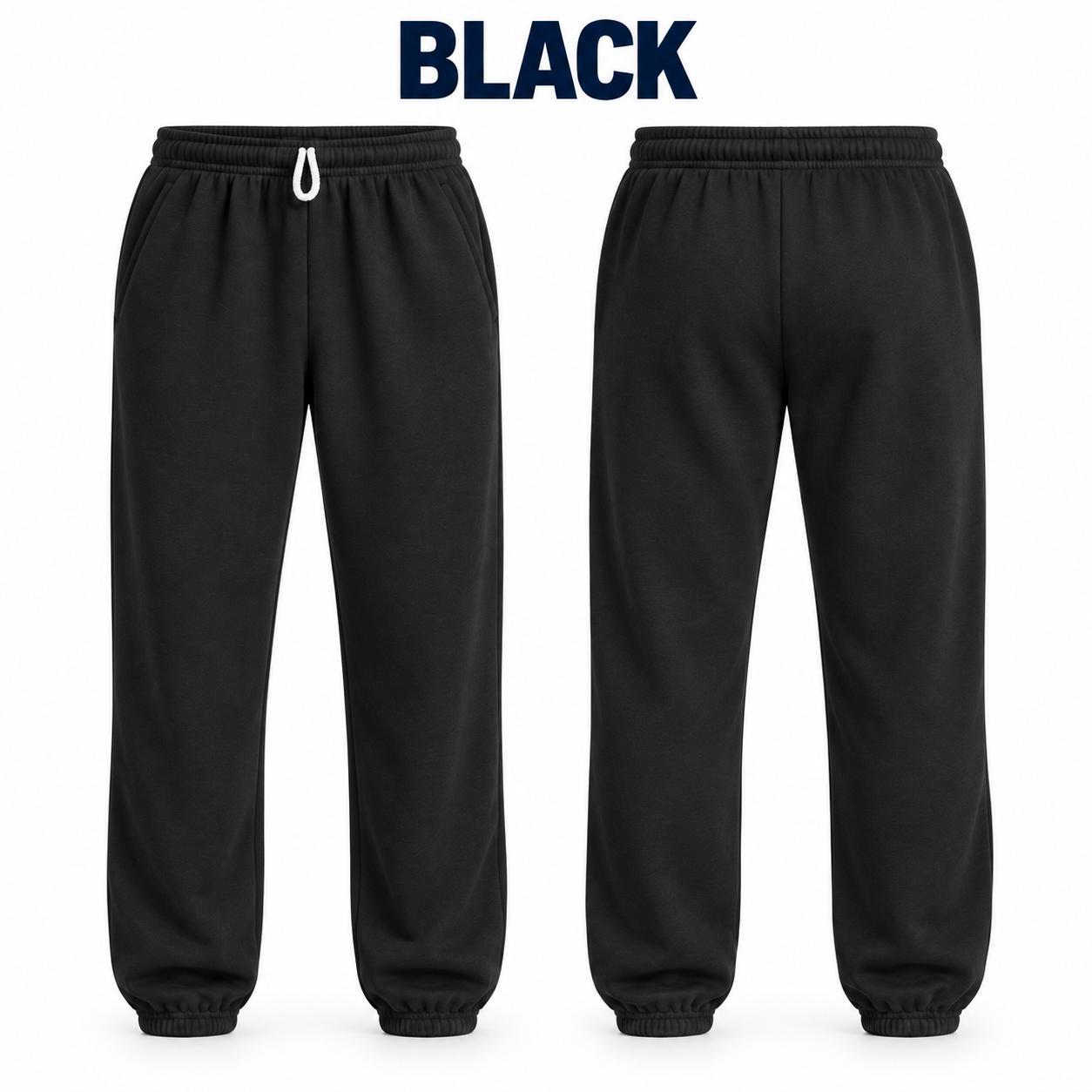Single Black relaxed tapered fleece sweatpants