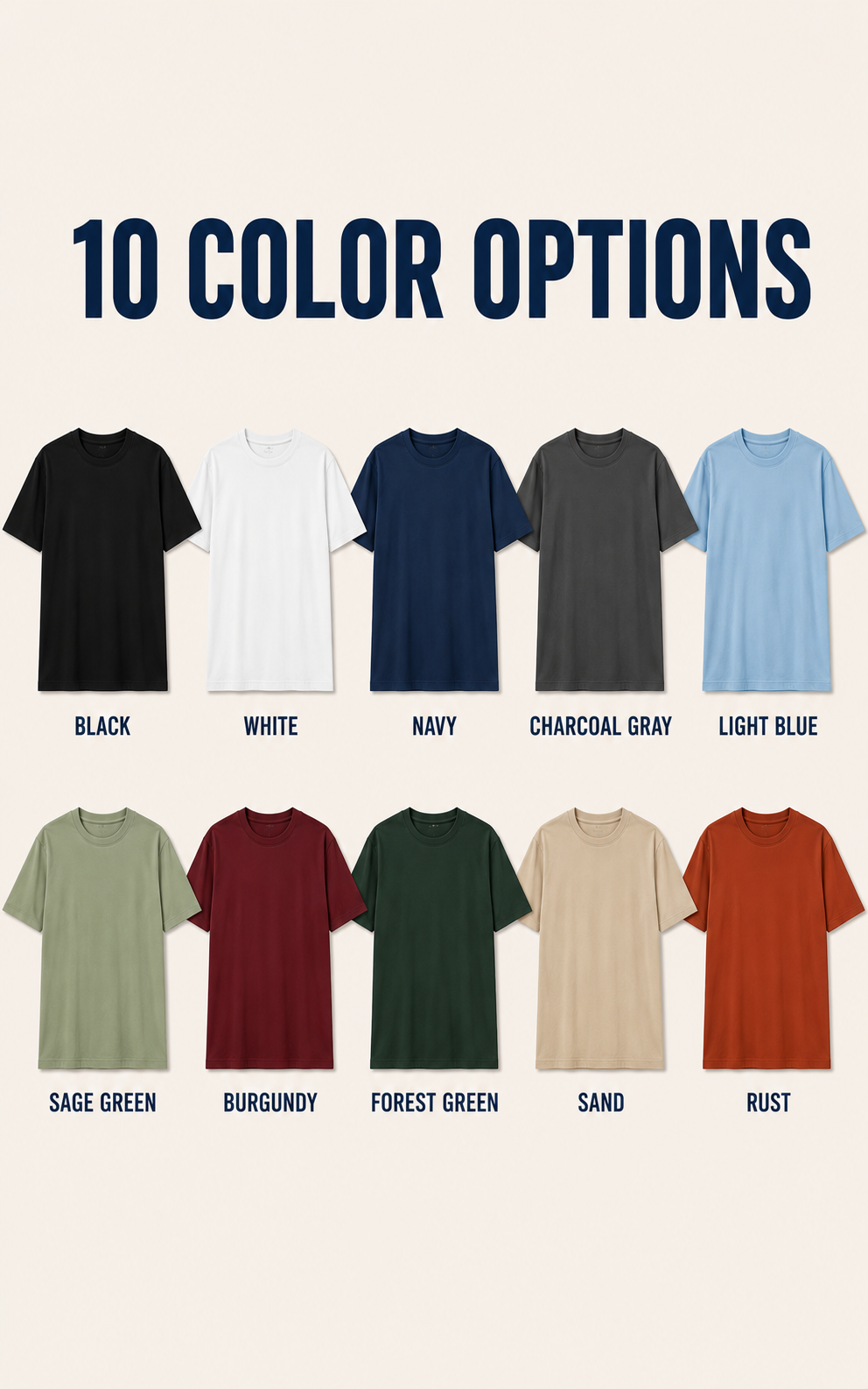 Men's loose-fit crew-neck T-shirt in ten color options