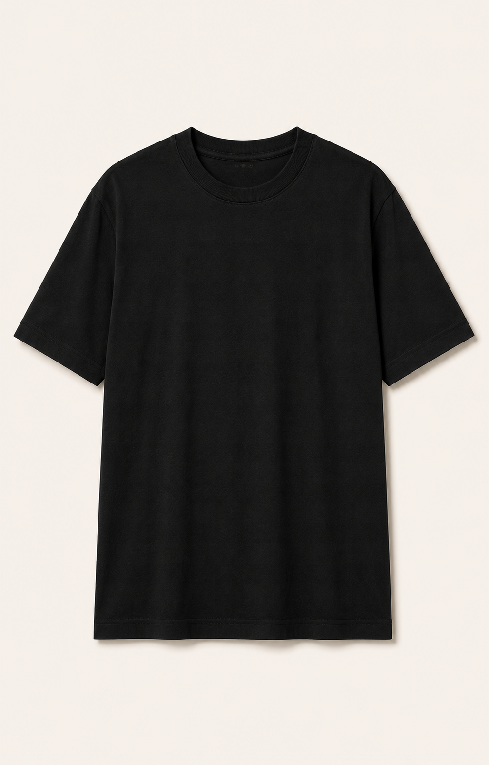 Men's black loose-fit crew-neck T-shirt