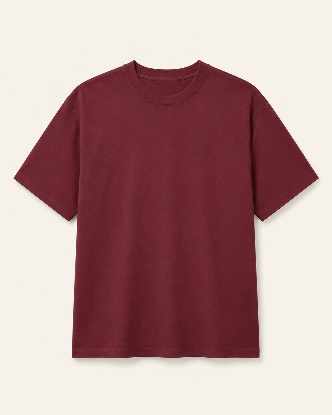 Men's burgundy loose-fit crew-neck T-shirt