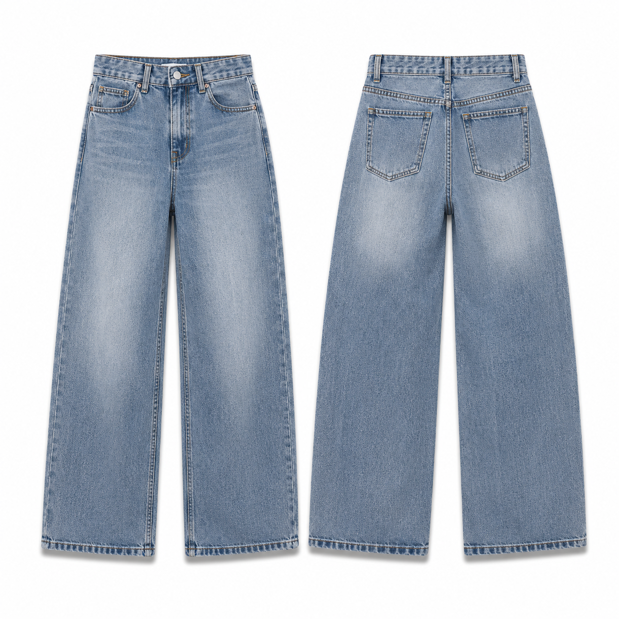 Light vintage blue extreme baggy jeans front and back