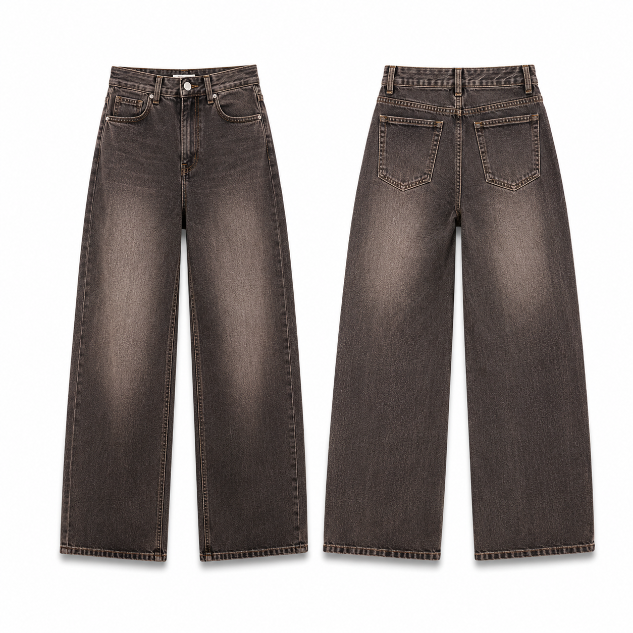 Vintage brown extreme baggy jeans front and back