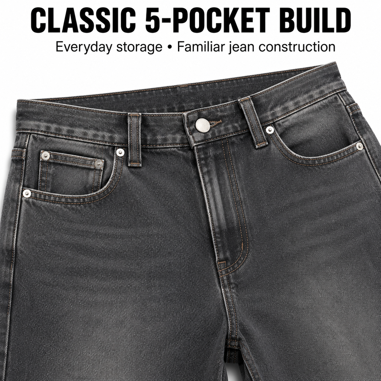 Classic five-pocket jeans construction close-up