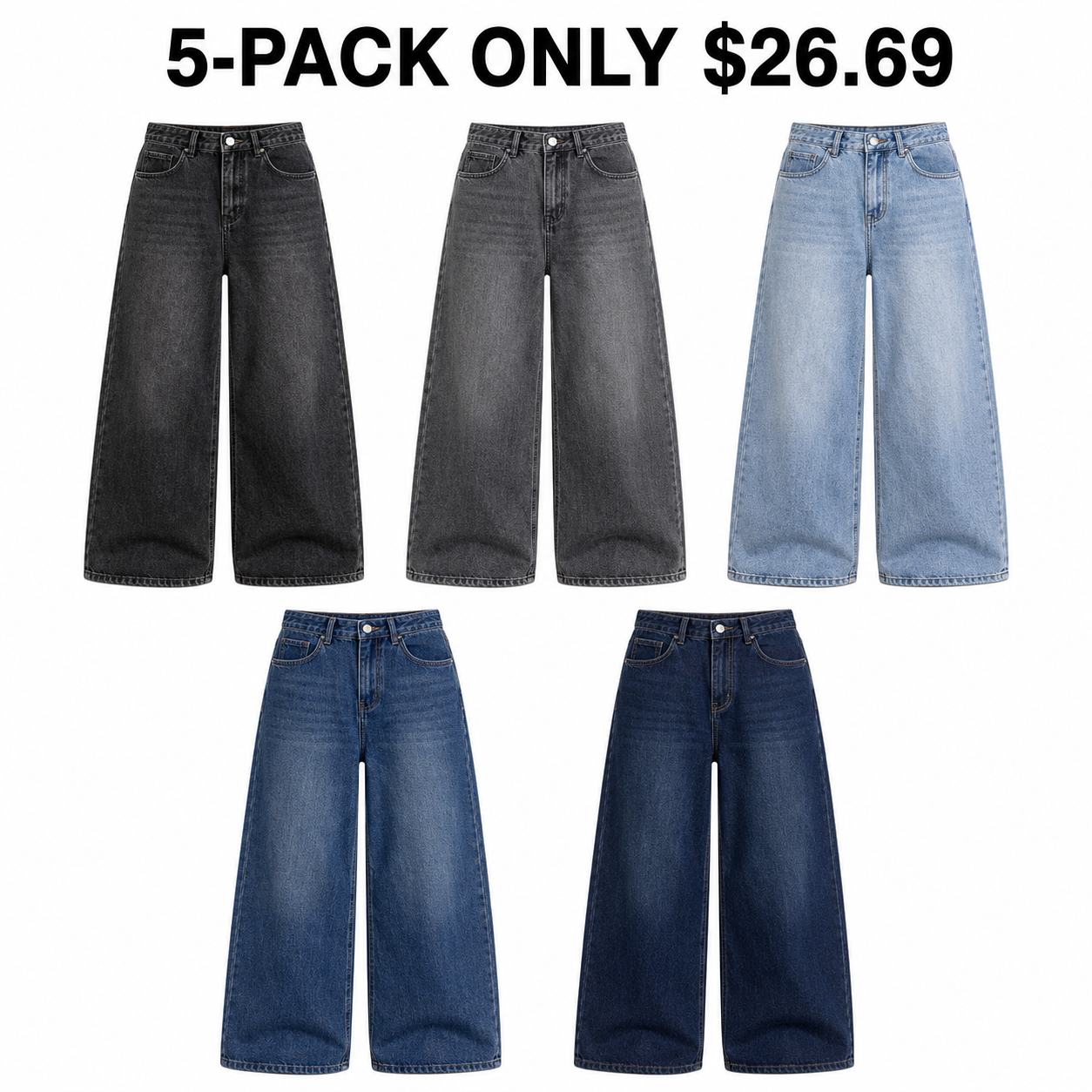 5-Pack Core Denim extreme baggy washed jeans, Only $26.69