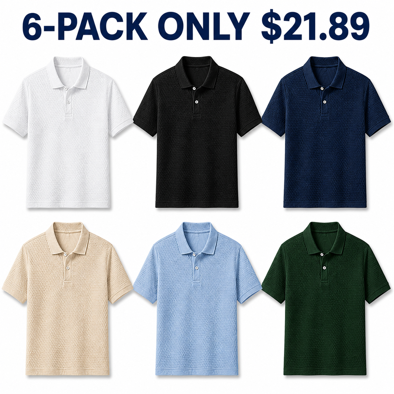 6-Pack Core Rotation textured knit polo assortment — 6-PACK $21.89