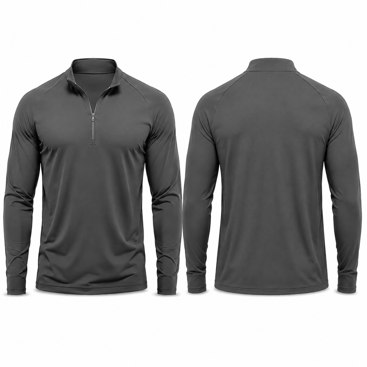 Charcoal Gray athletic quarter-zip pullover front and back