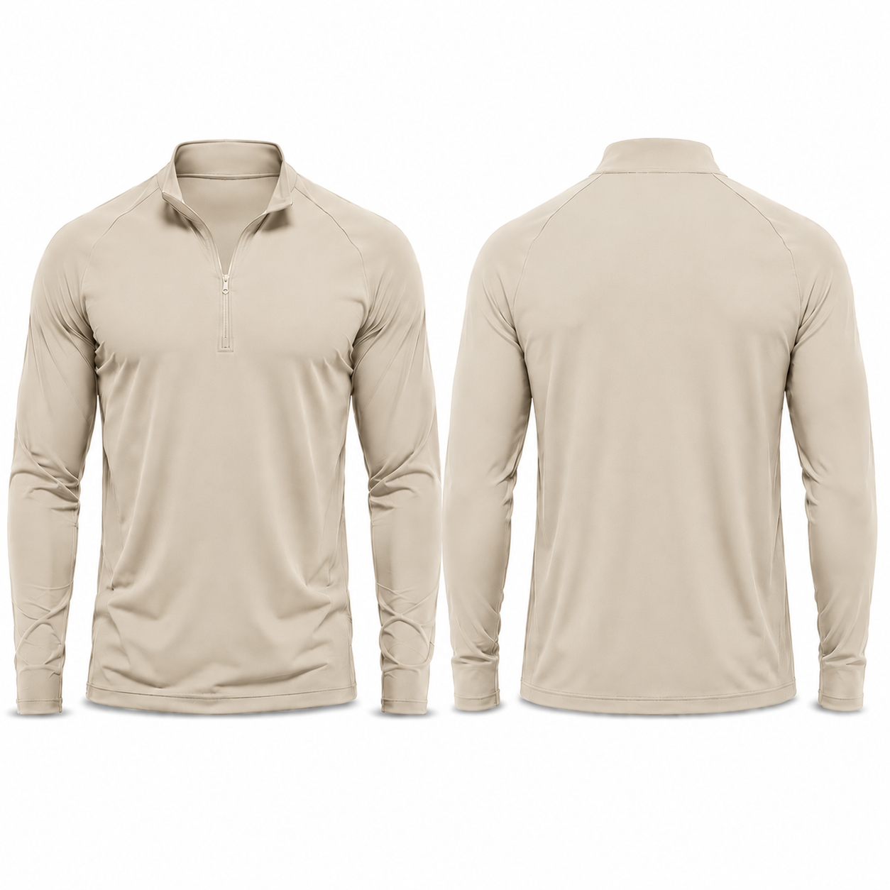 Sand athletic quarter-zip pullover front and back
