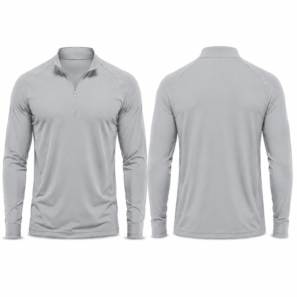 Atmos Gray athletic quarter-zip pullover front and back