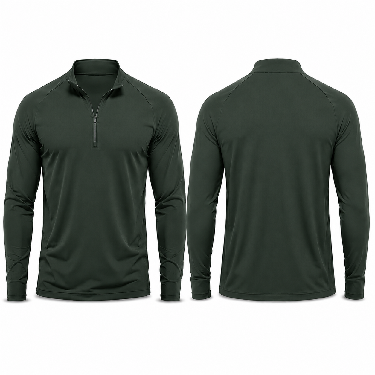 Midnight Green athletic quarter-zip pullover front and back