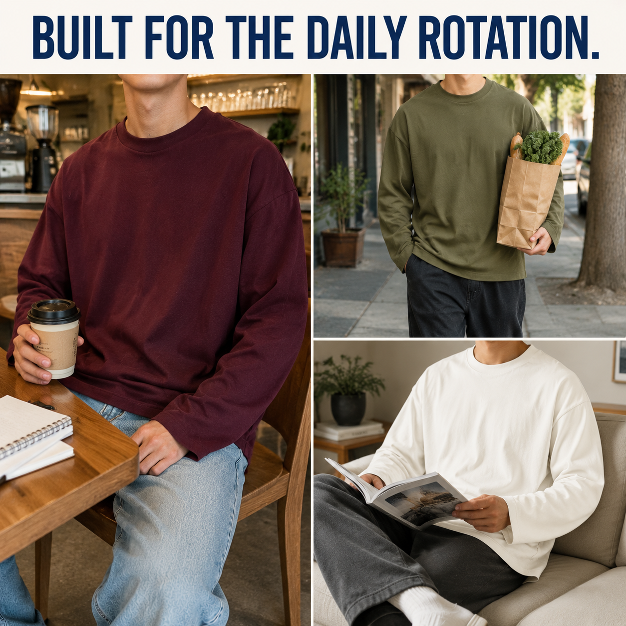 Oversized long-sleeve T-shirt daily casual scenes