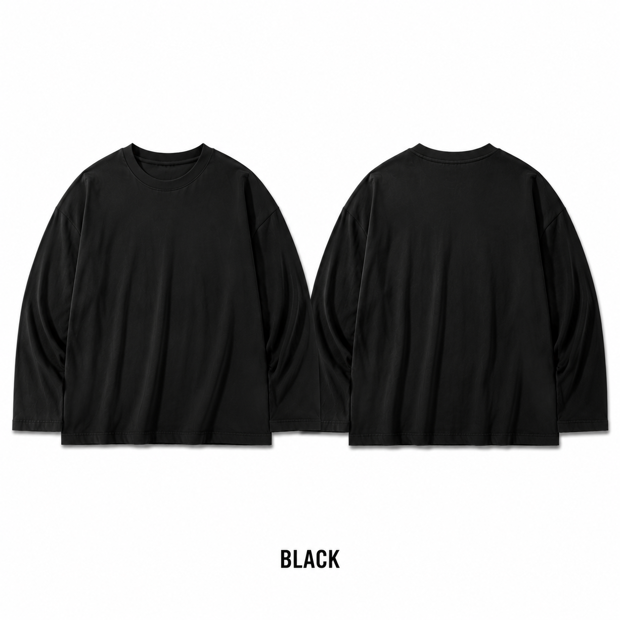Black oversized long-sleeve T-shirt front and back